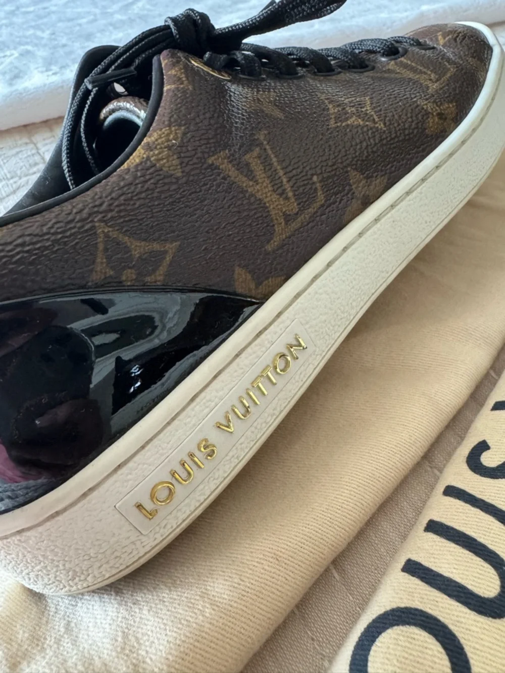 Louis Vuitton Women’s Brown Monogram Low-Top Lace-Up Sneakers - Picture 6 of 9